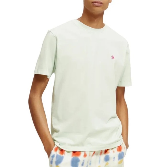 Scotch & Soda Crew Neck T Shirt Mint Green Logo Casual Short Sleeve Tee Cotton - Picture 2 of 14